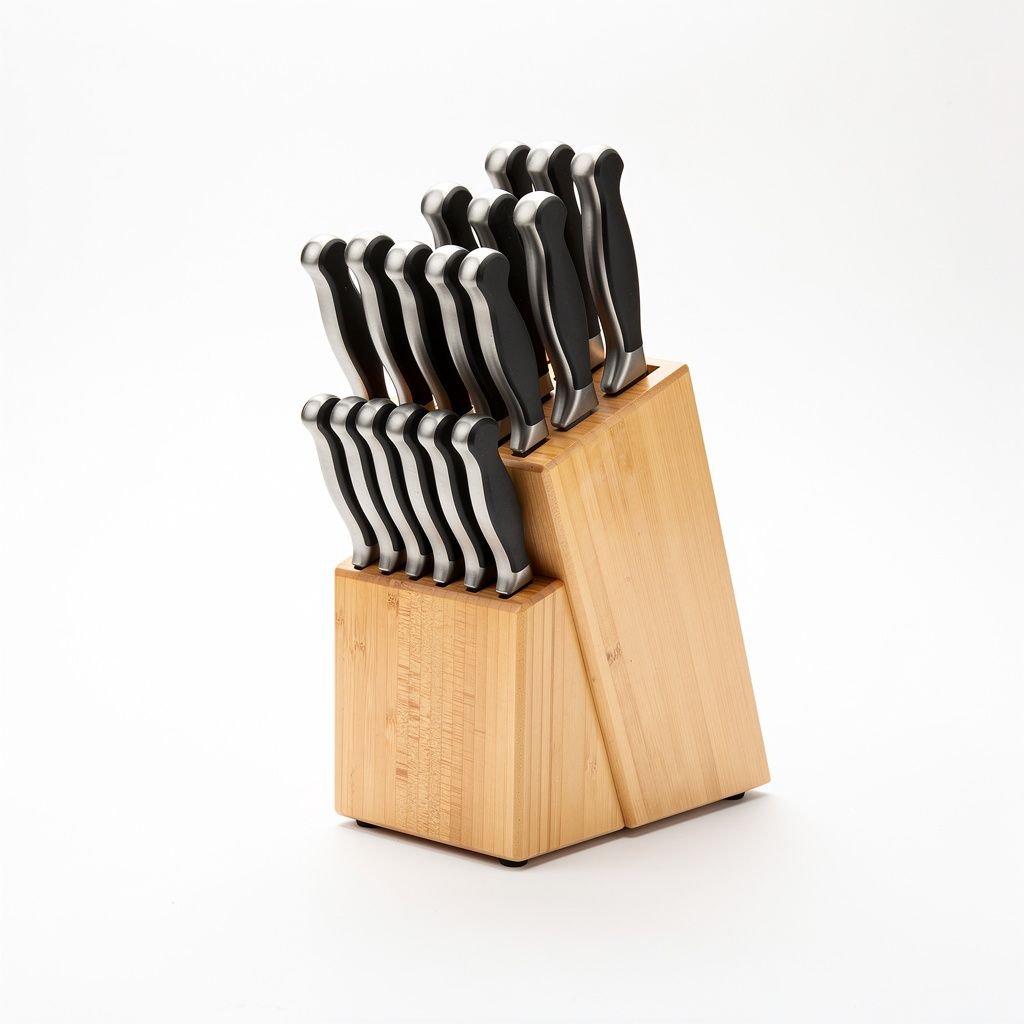 15-Piece Acacia Wood Knife Block Set