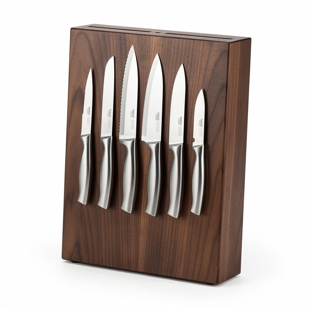 Sentry Walnut Magnetic Knife Block