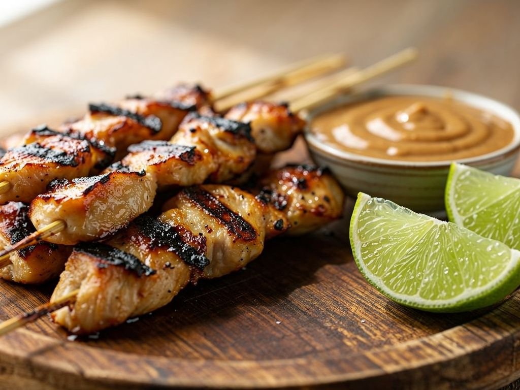 Chicken Satay Skewers with Peanut Sauce