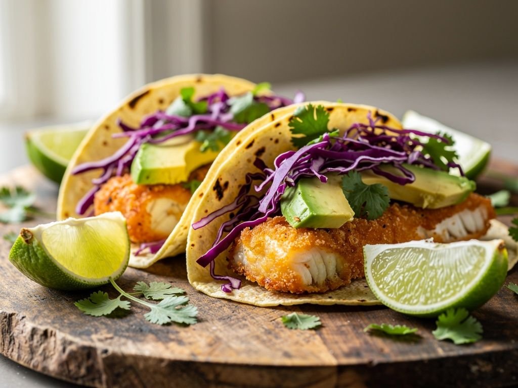 Crispy Baja Fish Tacos with Lime Slaw