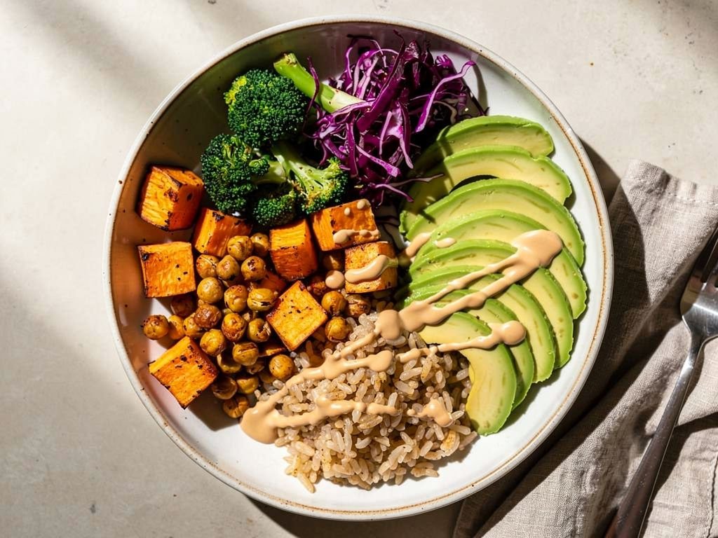 Roasted Vegetable Buddha Bowl with Tahini Dressing