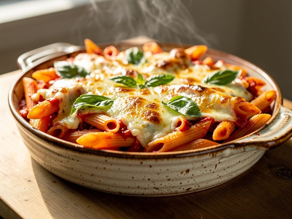 Baked Caprese Pasta with Mozzarella