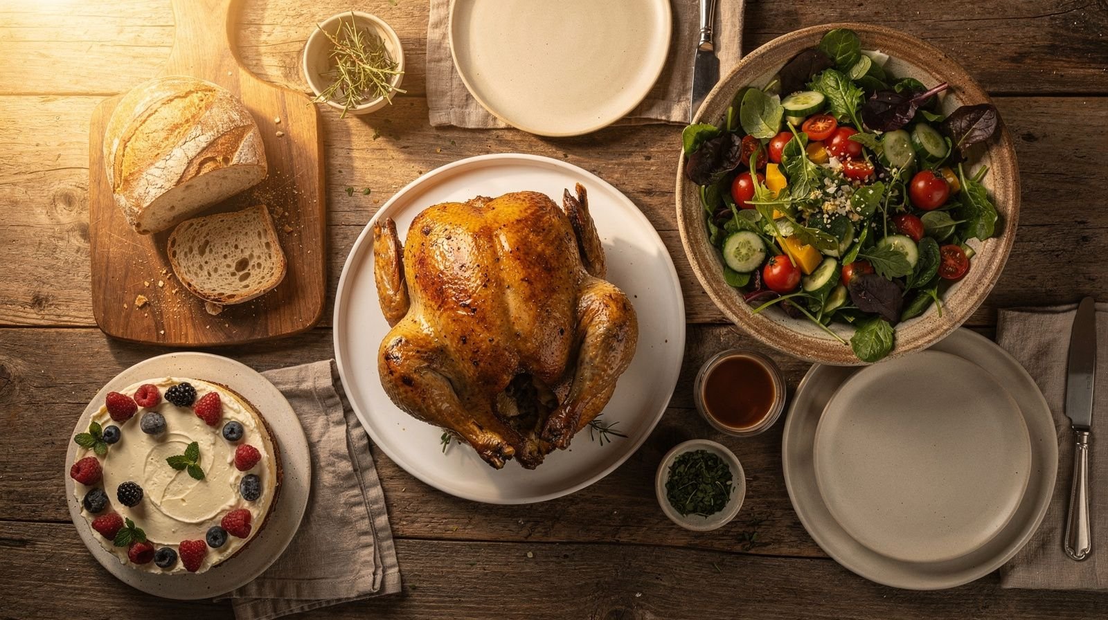 A home-cooked spread of dishes from Duck Recipe